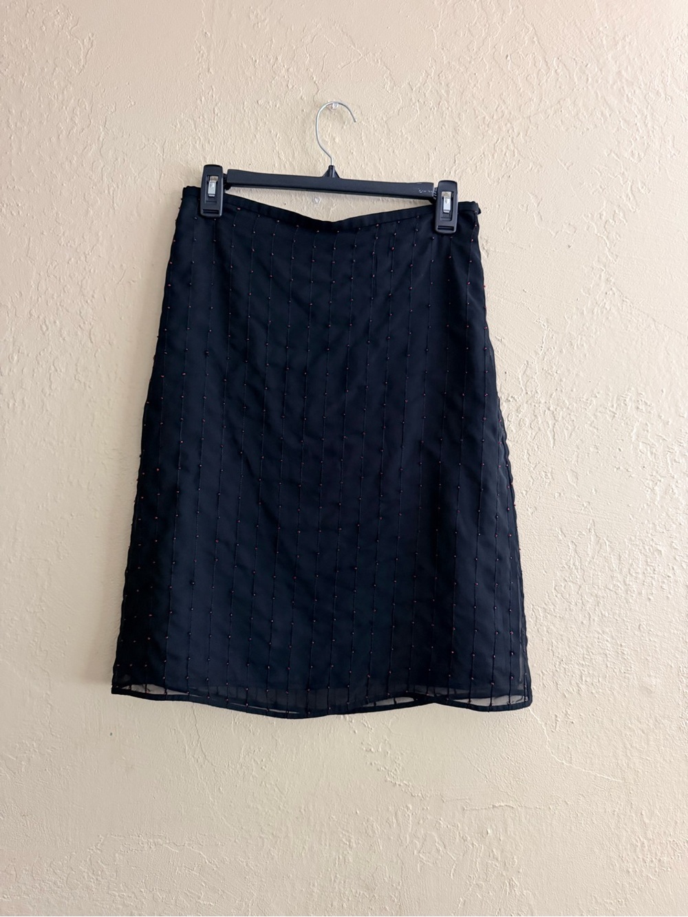 The Limited Black Mini Skirt with Subtle Beaded Grid